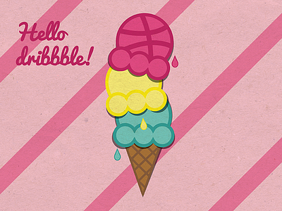 Hello dribbble dribbble first shot ice cream illustration sweet vector