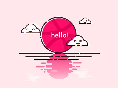 hello dribbble! clound cute frist shot sun