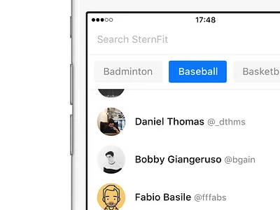 Search SternFit app colorful dark debut fitness flat ios minimal simple ui 🔑