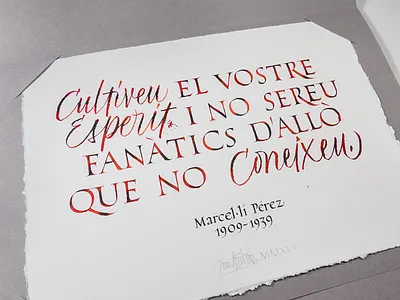 Marcel·lí Pérez Memorial calligraphy canson capitals colapen fabriano homage memorial roman script sumi trajan watercolour