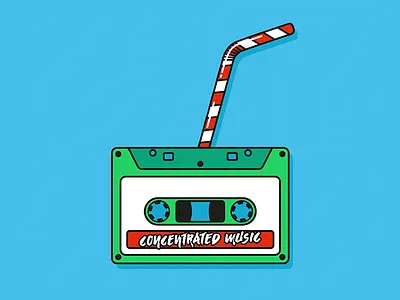 Concentrated Music audio audio tape concentrated design drink flat k7 music straw tape