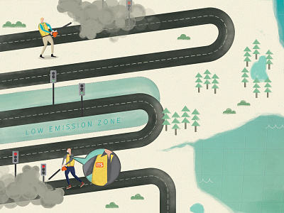 Traffic Pollution Editorial Illustration b2b editorial illustration magazine pollution traffic