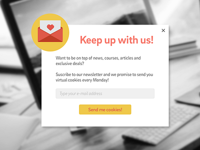 Daily UI #016 - Pop Up/Overlay daily ui dailyui message modal window newsletter suscribe overlay pop up ui design