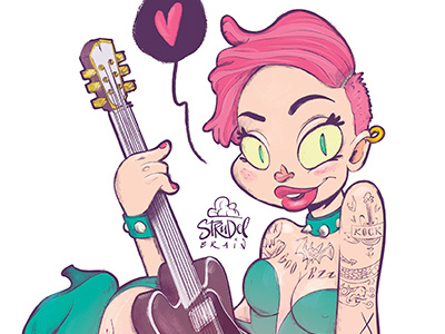 Art Guitar Night Illustration girls guitar music night punk rock sexy