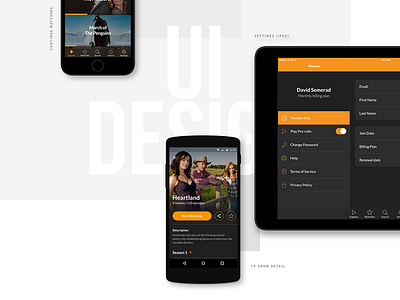 Feeln - Case Study Preview No.1 ales nesetril behance case study dark ui feeln ios streaming movie app orange ui pavel zeifart streaming app strv strvcom