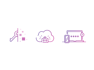 Technical Icons cloud code crypto icons key laptop line lock shadows technical