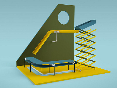 Useless Macine 3d illustration machine