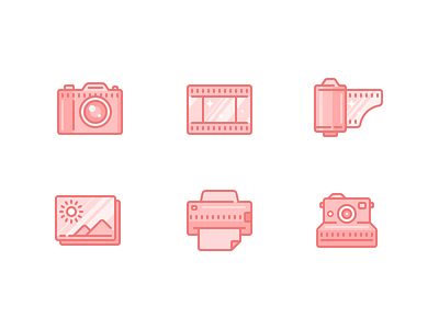 Photo Stuff (Filled version) film icon icons photo camera picture polaroid printer red tape