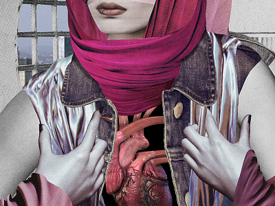 Hijab berlin collage fashionillustration flowers heart hijab lookbook mixedmedia portrait romantic roses veil