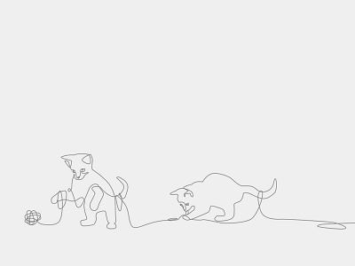 Single Line Kittens drawing line