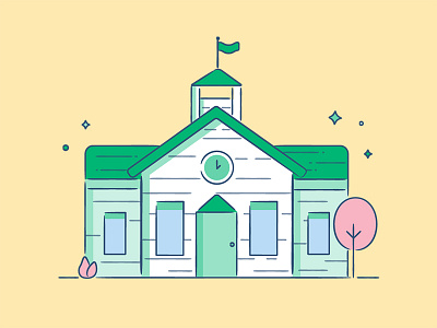 Medium School building education house icon illustration learning school vector