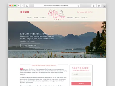 Endless Wellness Travel Website elegant feminine mockup pink web design website