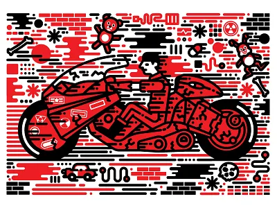 Kaneda akira character design film film poster illustration vector vector illustration