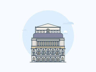 Teatro Real 1/2 architecture building city classic flat illustration madrid simple sketch theatre vector