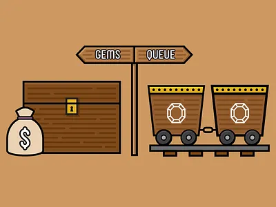 Wild Tilt mat board game illustration mine cart money treasure chest woodgrain