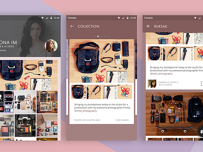 Ruksak bag mobile design share social media ui ux