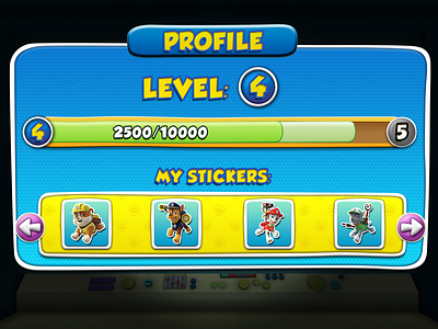 Puppy Patrol Mobile Game UI Game Progress cartoon game jr kids mobile nick patrol puppy stickers stylized ui