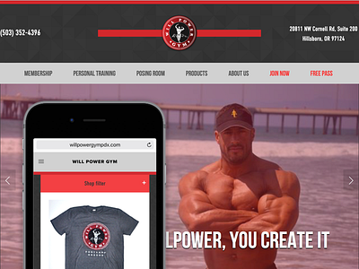 Will Power Gym gym responsive rwd squarespace website