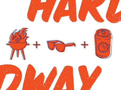 Hard Way bbq beer chill vibes illustration off register shades texture
