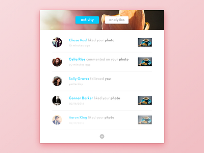 Activity Feed activity feed analytics clean dailyui elegant photo sketch ui