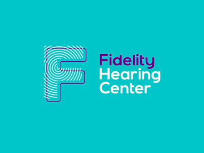 Fidelity hearing center logo design audio f fidelity health hearing aids rehabilitation hearing center hearing loss letter mark letter mark monogram logo logo design medical sound waves symbol icon