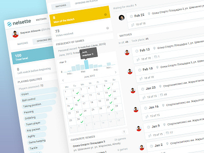 Player's Statistics calendar clean dashboard graph interface stats timeline ui ux web