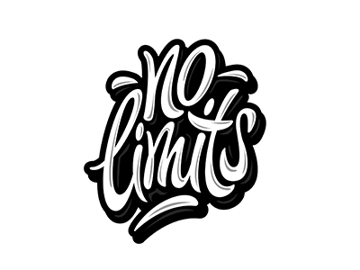 Hey!) vector "No limits" art hand lettering logo print sketch type