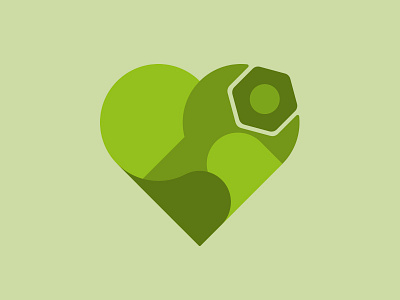 Heart icon caring green heart icon logo tool