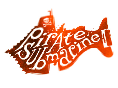 Pirate Sub logo orange pirate pirate submarine submarine typography