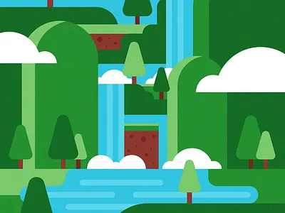 Waterfall 2 flat fun illustration simple waterfull