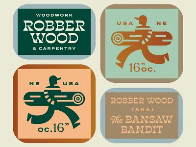 Robber Wood Carpentry badge bandit carpentry man robber run thief wood woodwork