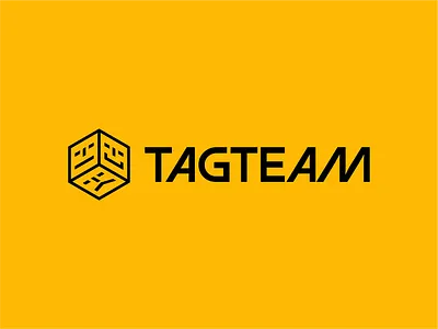 Tagteam Logo box branding build cube design emoji faces icon identity illustration industrial logo logotype retro type