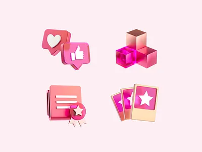 Set of 3D icons 3d 3dart compliance design document heart icon icons illustration like reaction thumb up