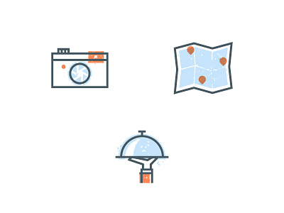 Travel Spots 2 camera hotel icon illustration map serve travel waiter