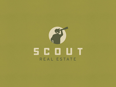 Scout Real Estate Concept 2 logo man real estate spyglass