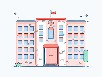 Big City School building education house icon illustration learning school vector