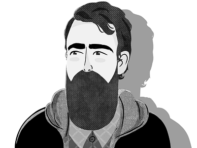 Mugshot black and white digital illustration handdrawn illustration man portrait