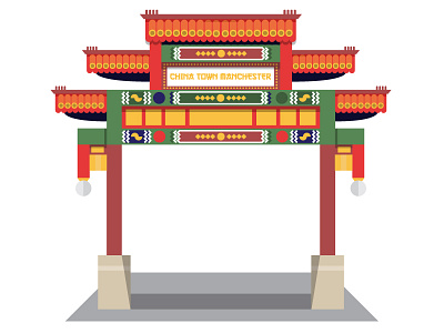 Chinatown Manchester 2d app china chinatown design emoji flat icon illustration manchester