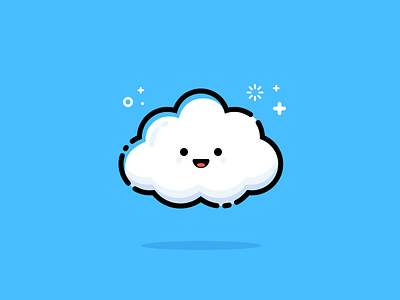 Cloud cloud emoji flat illustration line smiley