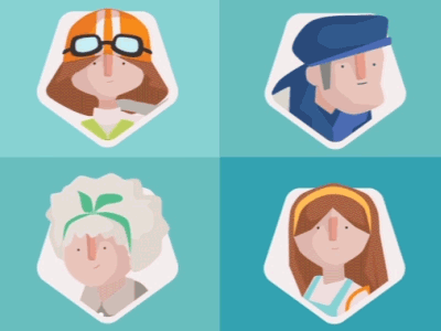 Our funny characters after animation character effects gif loop vector