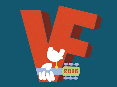 Lebanon Valley College Valley Fest Logo: Woodstock Theme blue illustration logo orange woodstock