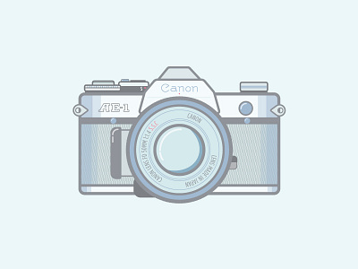 Canon AE-1 2d camera canon flat flat design illustration line art minimal vector