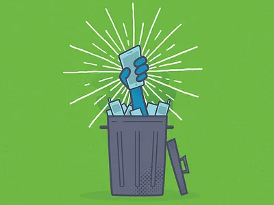 Header Illustration mobile phones trash