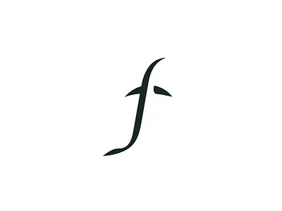 F black brand elegant letter logo shark