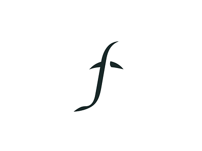 F black brand elegant letter logo shark