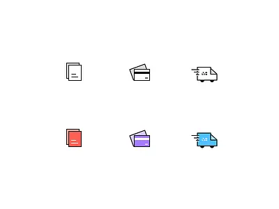 Icons card credit order pay truck
