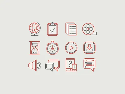 Rekindling Icons chat clipboard download globe icon line message play reel stopwatch time volumn