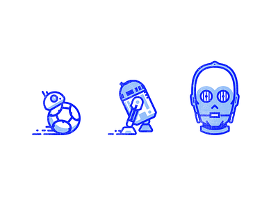 BB8, R2D2, C3PO bb8 c3po icons illustration r2d2 sketchapp star wars