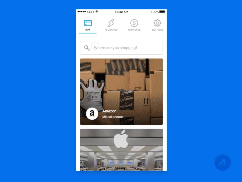 iOS Buy Search & Enter Amount animation app banking ios mobile payments principle prototype shop transition ui ux