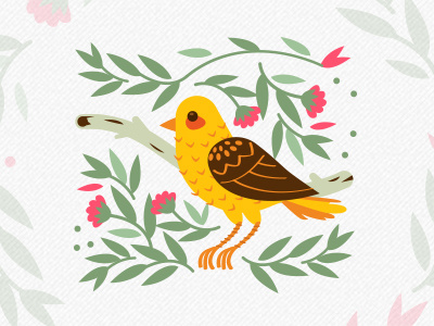 Bird and Flowers Decorations Clipart animal bird canary clipart decorations flowers logo retro scrapbook vintage wedding woodland